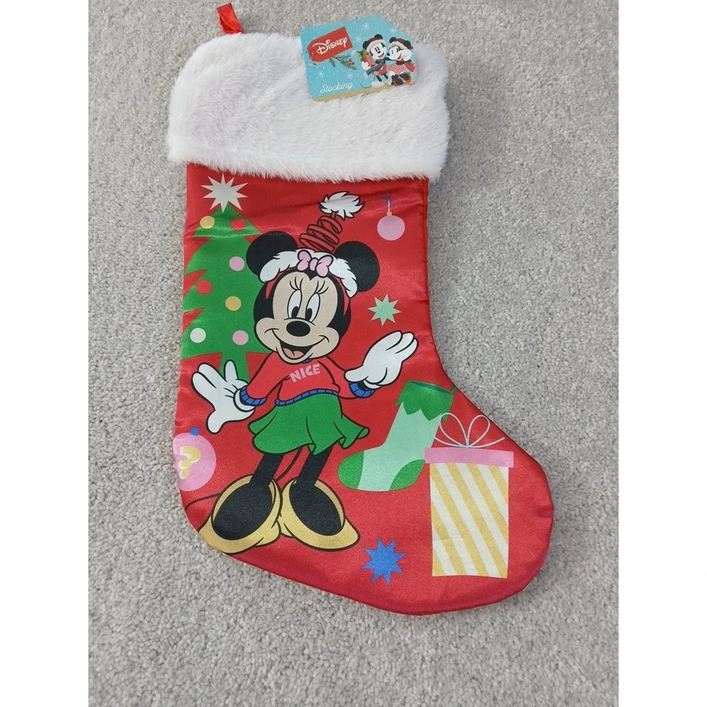 Minnie Mouse Disney Christmas Kids SILKY Stocking NEW NWT